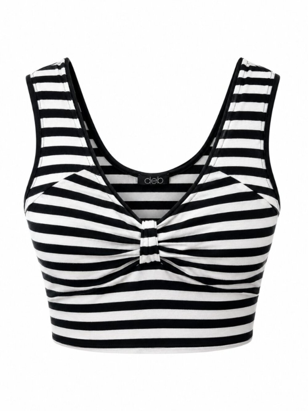🛍️ 3/10 Deb Black & White Striped Bow Front Crop Top Size S